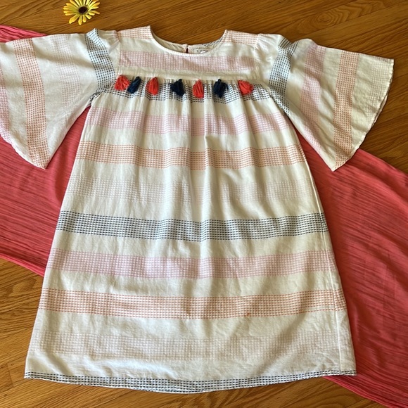 🌺 THML CLOTHING; FUN, 100% Cotton Colorful & Cute Dress with Tassels; Size M! - Picture 2 of 14